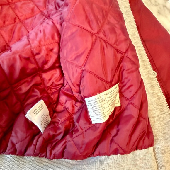 RedHead Mens Hooded Bomber Jacket Burgundy Red Quilted Insulated Vintage Medium - Picture 7 of 15